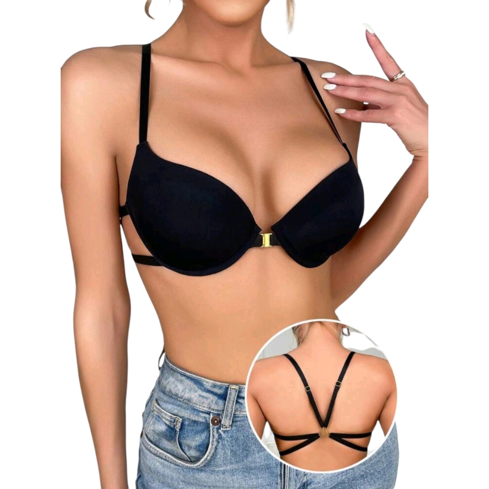 Elegant Black Strappy Bra